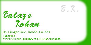 balazs kohan business card