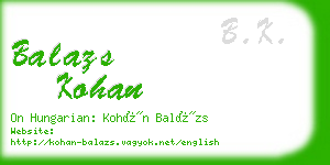 balazs kohan business card